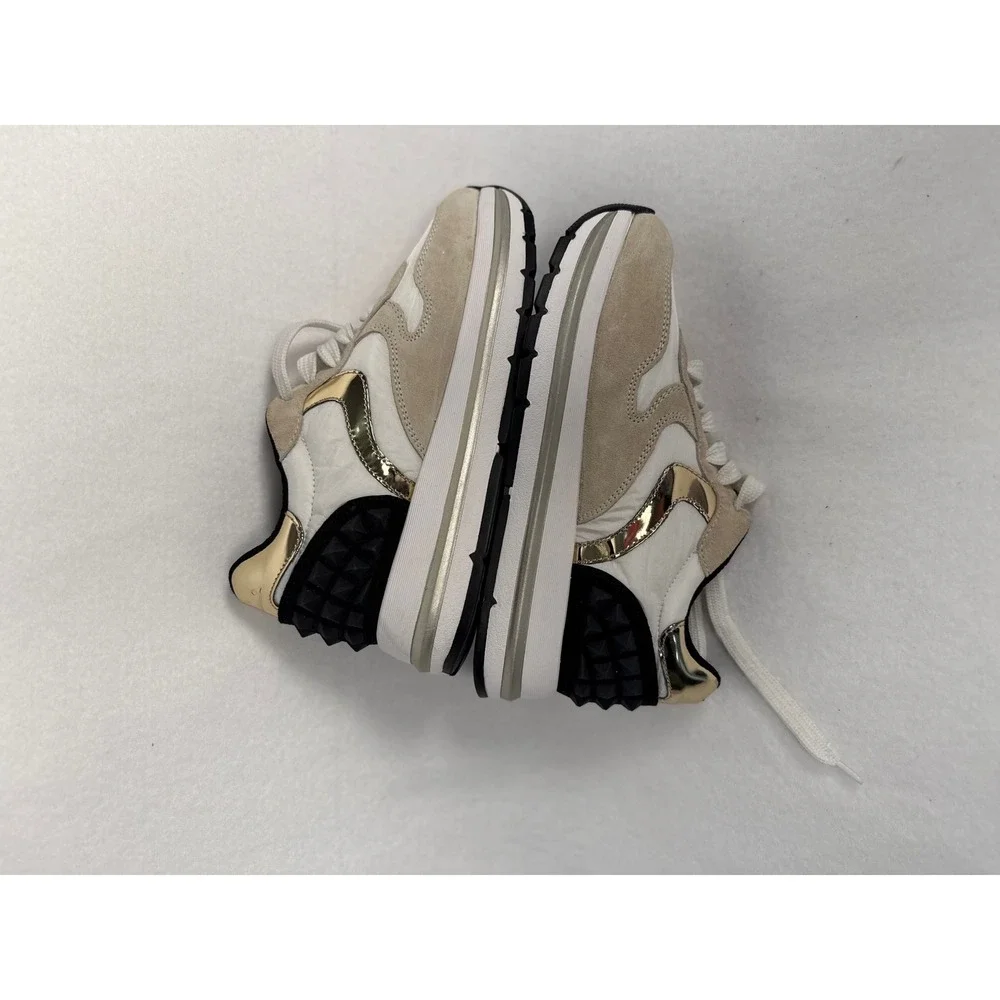 Voile Blanche Womens Metallic Gold Mesh Platform Sneakers Trainers Size 38